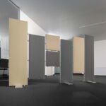 Akustik-Raumteiler mit individuellem Designmotiv als flexible Trennwand