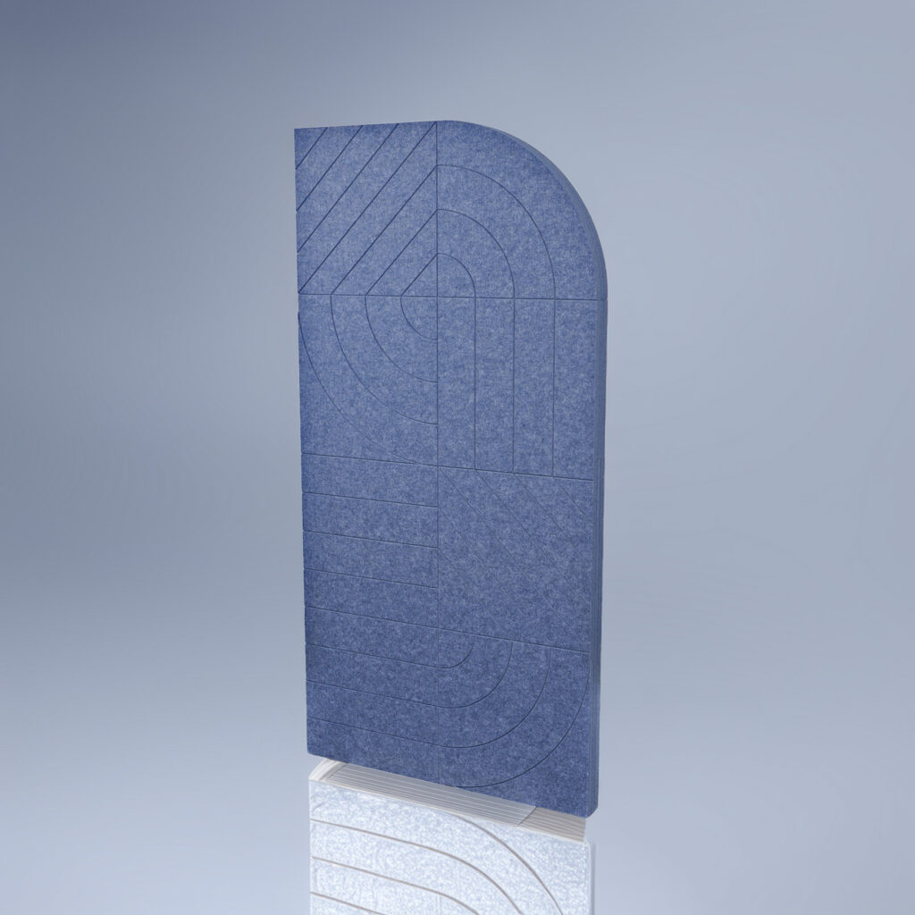 EchoBoard Akustik-Trennwand mit individuell eingearbeiteten Linien zur Lärmreduzierung