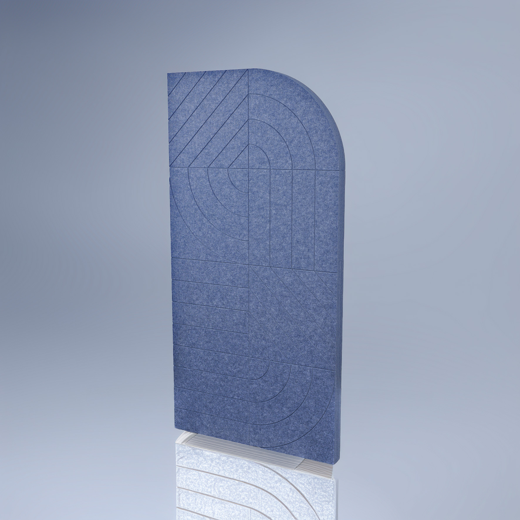 EchoBoard Akustik-Trennwand mit individuell eingearbeiteten Linien zur Lärmreduzierung