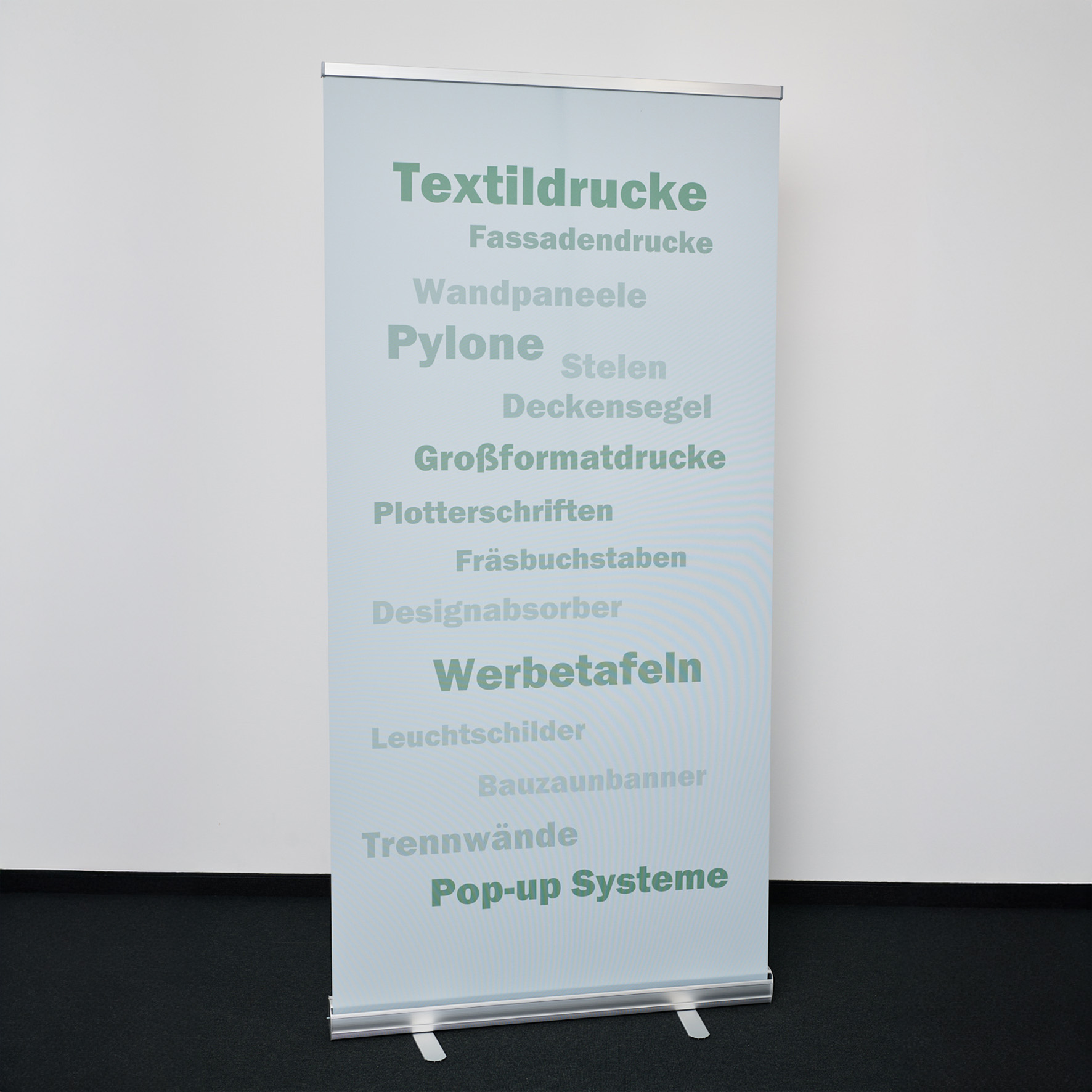 Rollbanner in der Basic Variante mit Textildruck