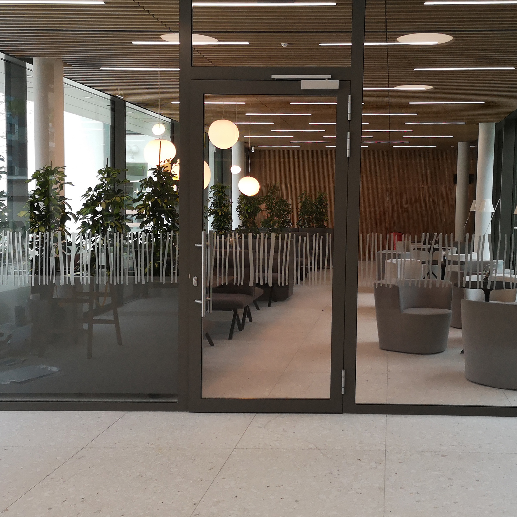 Eingangsbereich mit Anlaufschutz für erhöhte Sichtbarkeit und Sicherheit