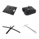 Auswahl an verschiedenen Standfüßen für die Beachflag