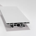 Detailansicht eines Aluminium Profils für einen beleuchteten Textil Aufsteller