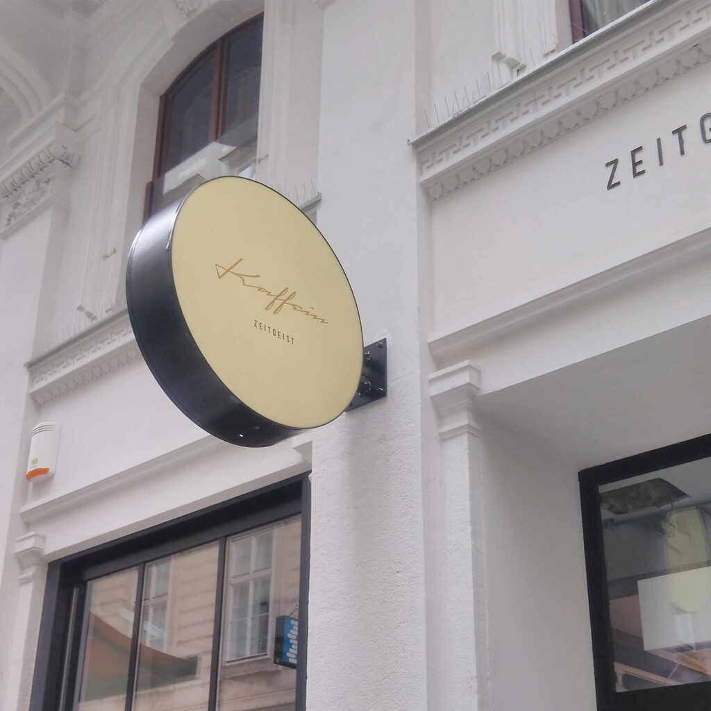 rundes Leuchtschild mit LED-Beleuchtung und Acrylfront